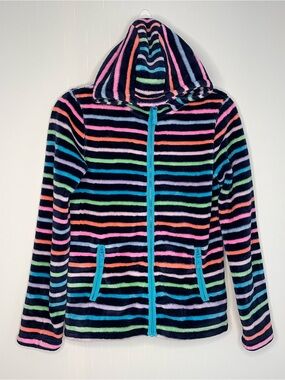 Lands' End Girls Softest Fleece Full Zip
Hoodie Jacket Stripe XL 14-16 EUC